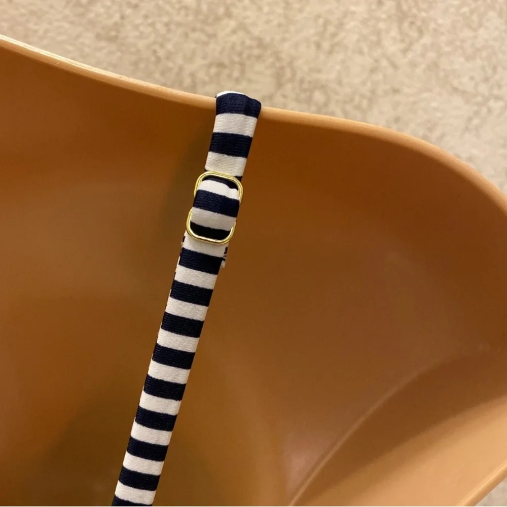 Xhilaration Black and White Striped Bikini Top